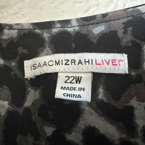 Black Snow Leopard Isaac Mizrahi Plus Size 22W Mini Dress - Picture 4 of 6